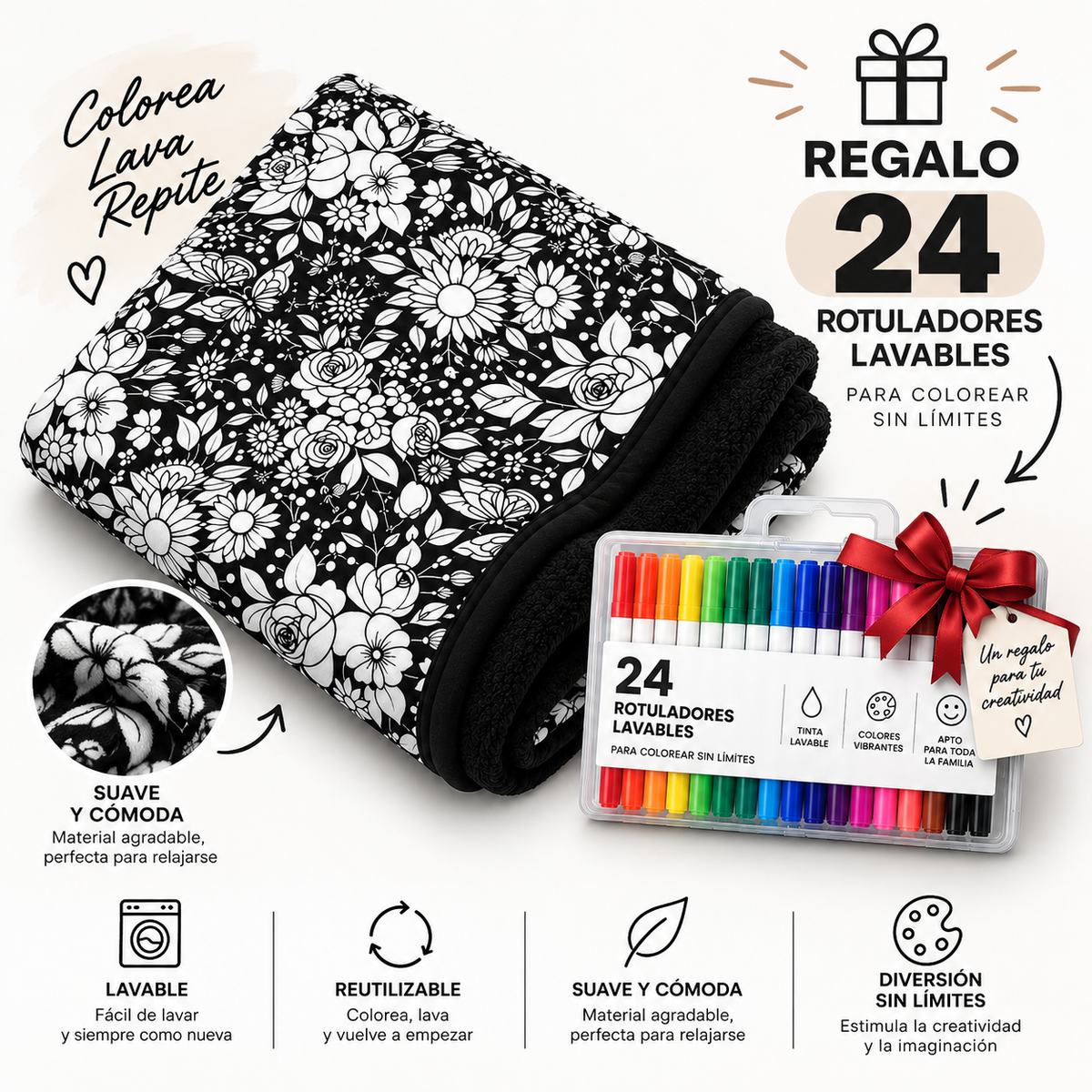 Manta para Colorear Reutilizable — Lávala y Vuelve a Pintar